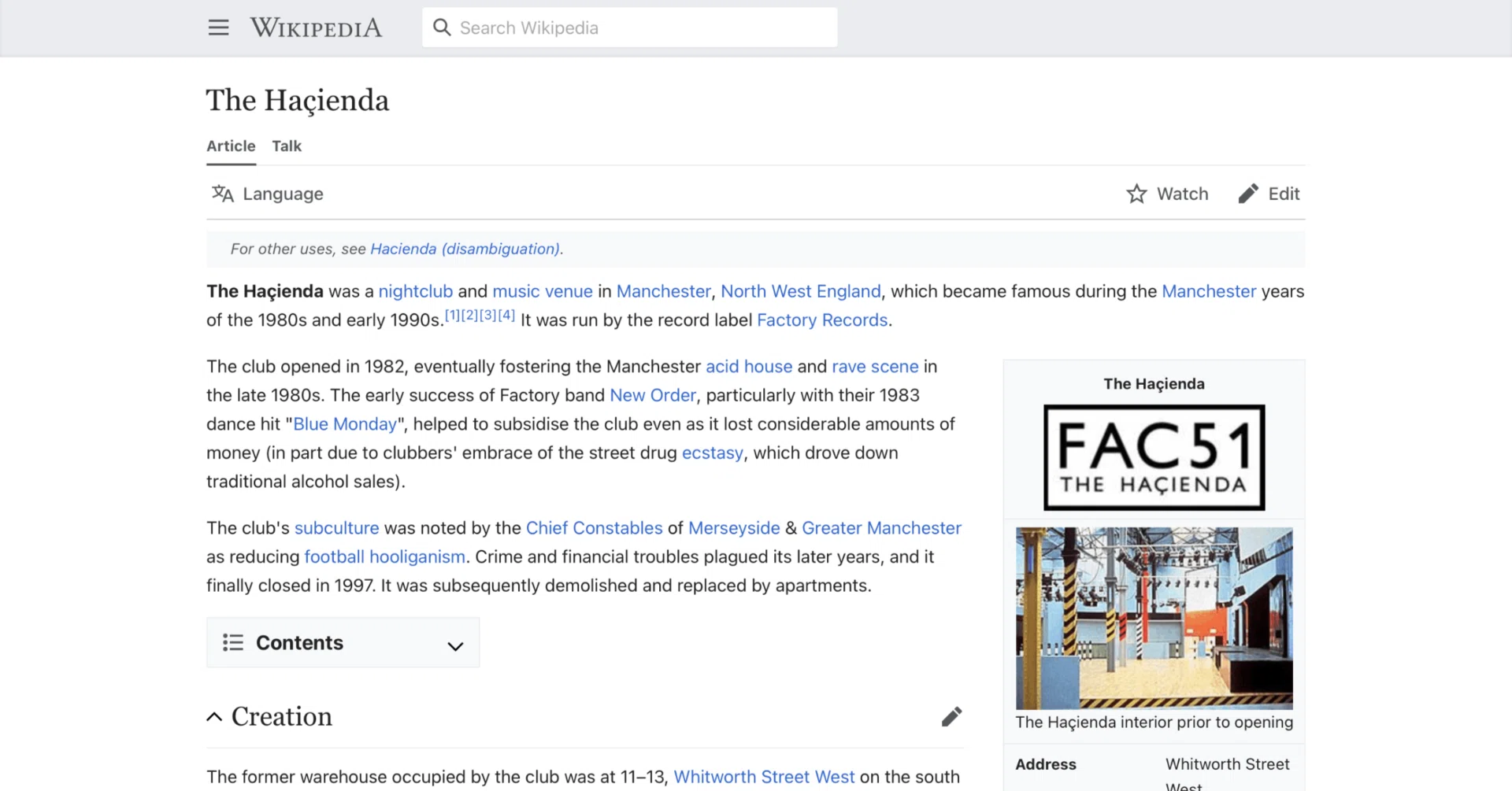 ハシエンダ】英語版ウィキペディアを日本語で読む【The Haçienda