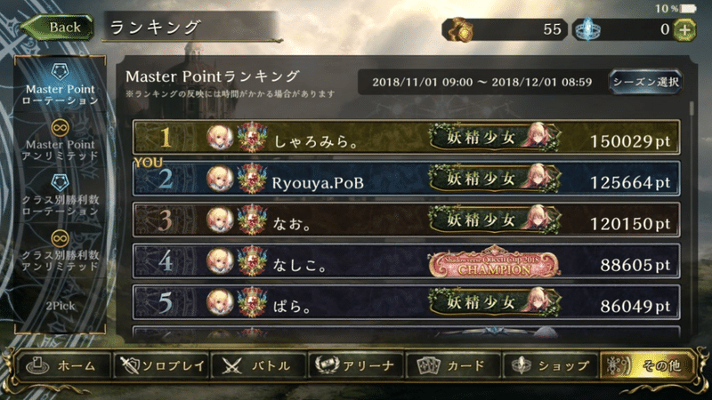 Shadowverse MPRankingの歴史｜General