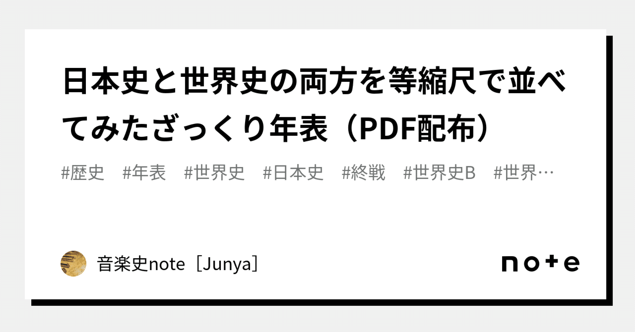 日本史と世界史の両方を等縮尺で並べてみたざっくり年表 Pdf配布 音楽史note Junya Note
