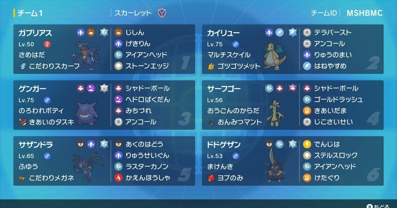 ポケモンsv S1使用構築最終34位 悪霊鋼竜被りスタン エルブレス Note ポケモンsv S1使用構築最終34位 悪霊鋼竜被りスタン エルブレス Note