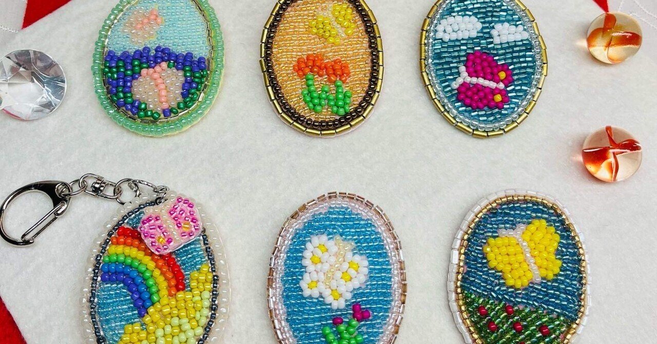 さっちゃん様、オーダー品です ビーズ刺繍ブローチ9点 ハンドメイド