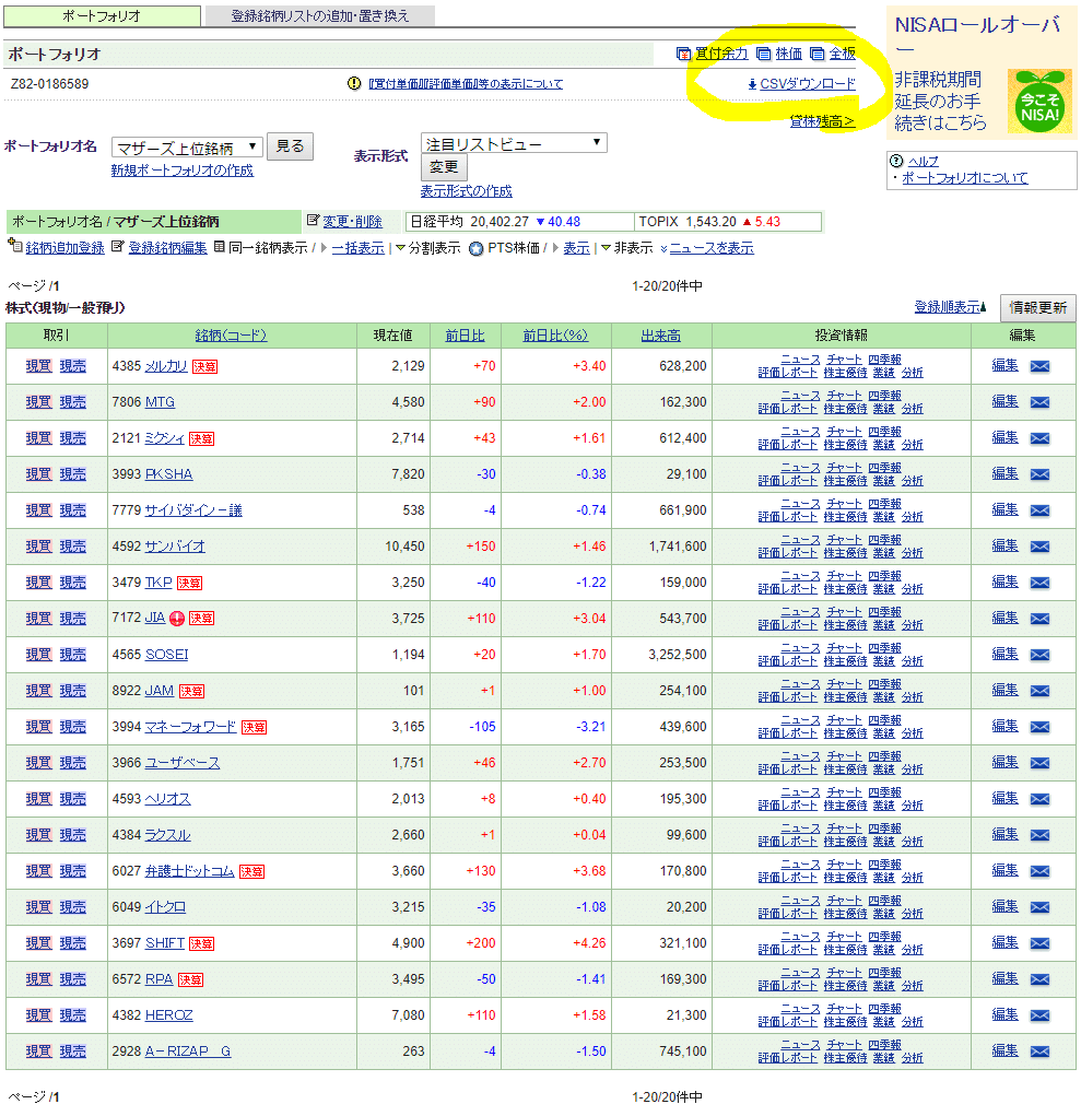 Googleスプレッドシートを使って楽天証券のMarketSpeedⅡにSBI証券のHYPER SBIから登録銘柄リストを移行する方法｜peko