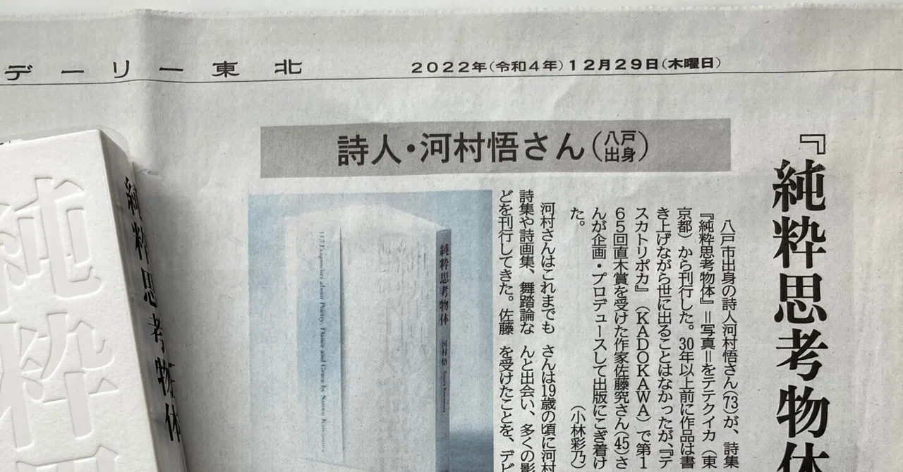 河村悟『純粋思考物体』デーリー東北新聞に掲載｜テテクイカ