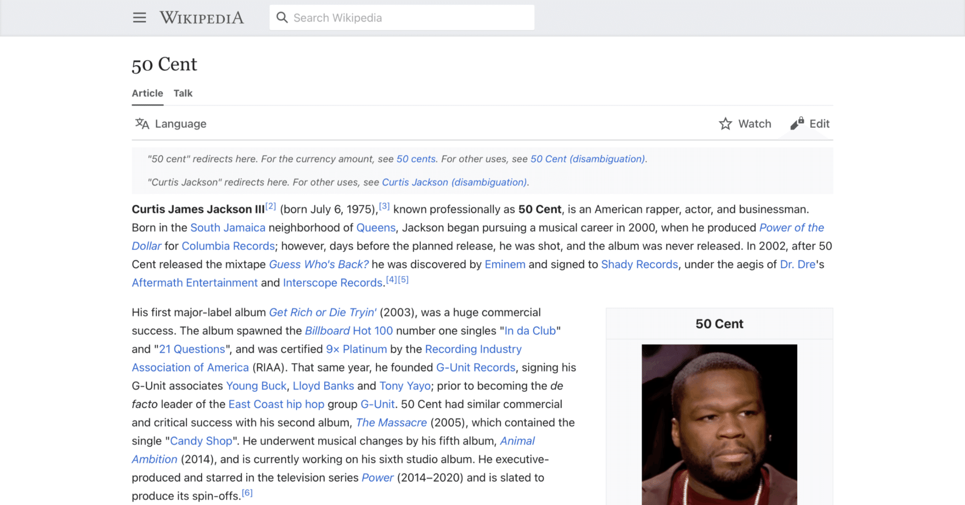 【50セント】英語版ウィキペディアを日本語で読む【50 Cent】｜英語de洋楽（英語でAI／英語で洋楽）