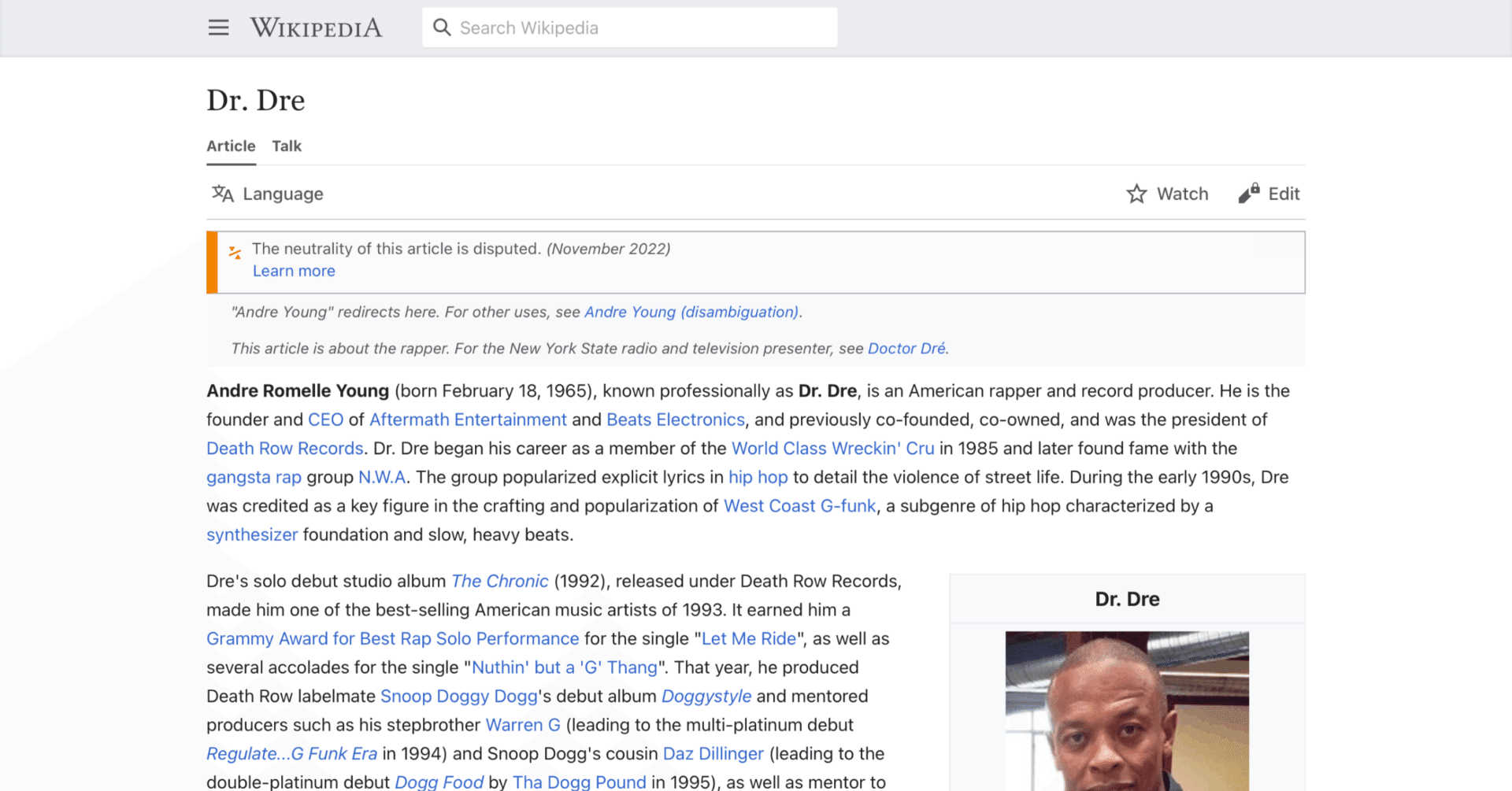 ドクター・ドレー】英語版ウィキペディアを日本語で読む【Dr. Dre