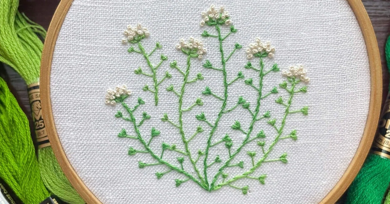 ?刺繍】春の七草 なずなの刺繍?｜nanny embroidery