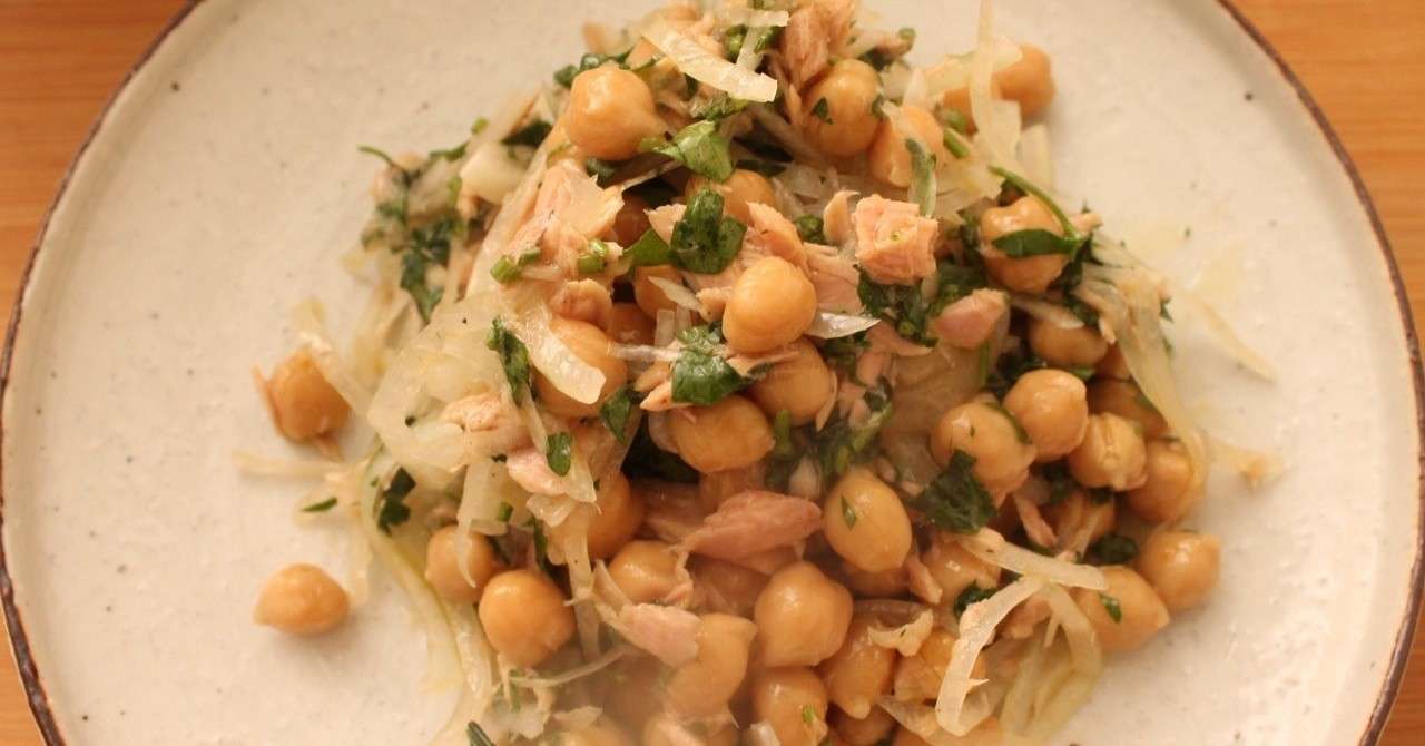 缶詰でできるひよこ豆とツナのサラダ 樋口直哉 Travelingfoodlab Note