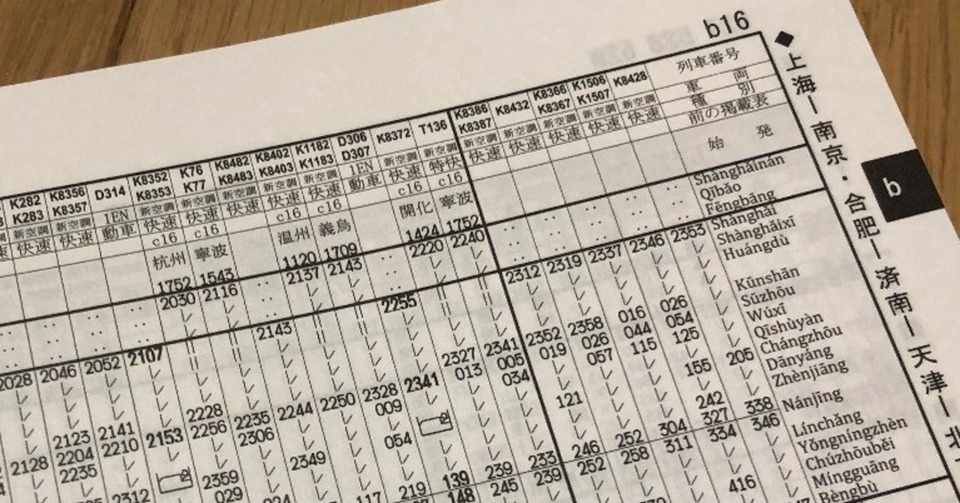 中国鉄道時刻表を 読んだ らエモかった 中国鉄道時刻表 Atb Note