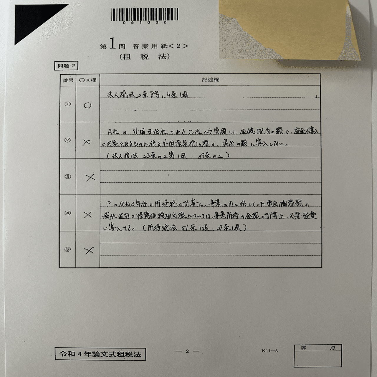 令和4年公認会計士論文式試験 素点&開示答案｜きんつば