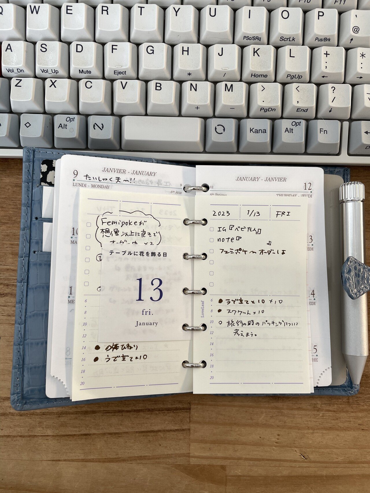 本日も午後になりました、良いお天気です。 今日の手帳の中身