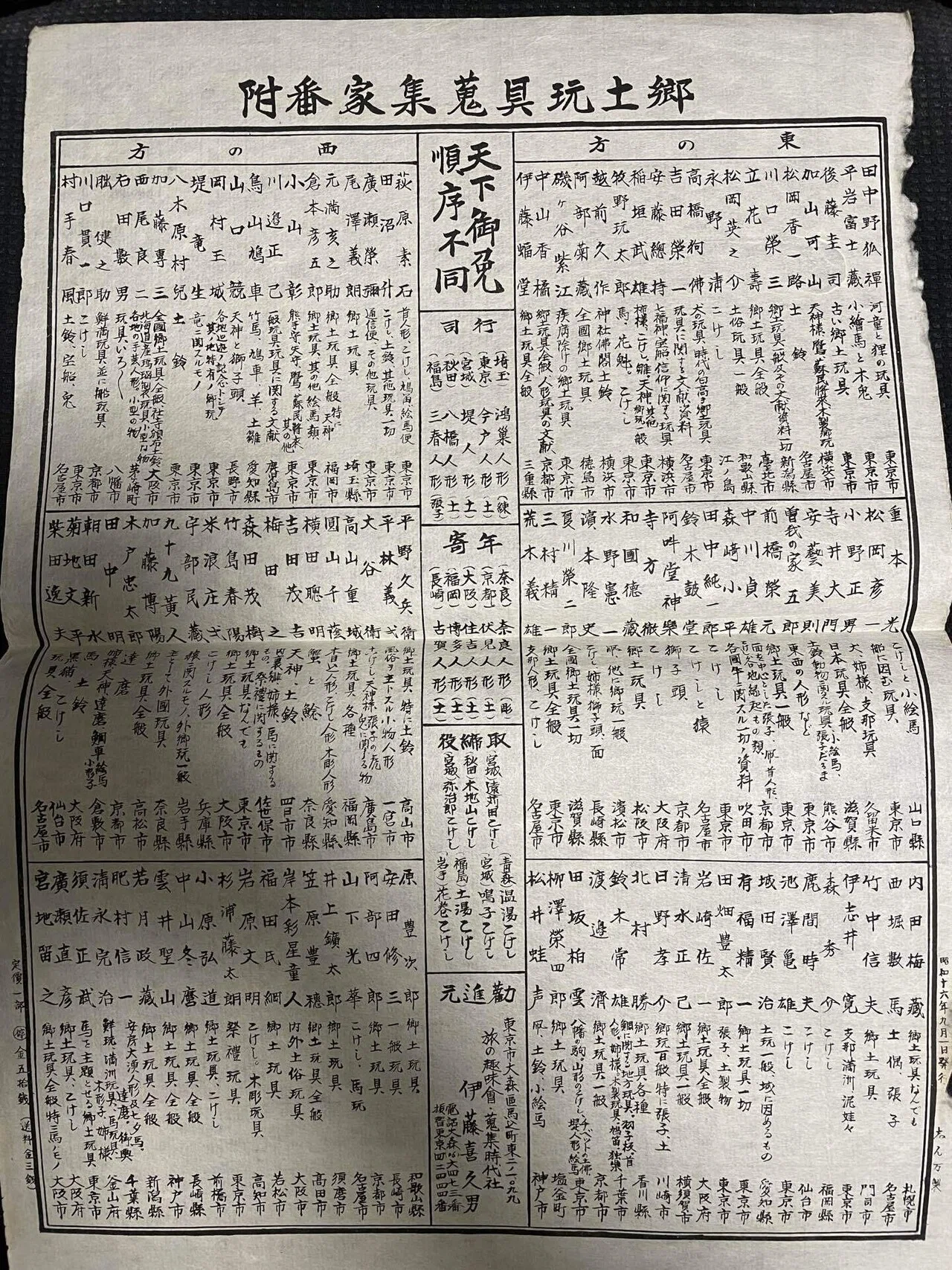 須郷様(説明欄) 趣味人・伊藤喜久男の発行した『郷土玩具蒐集家番附』｜Theopotamos