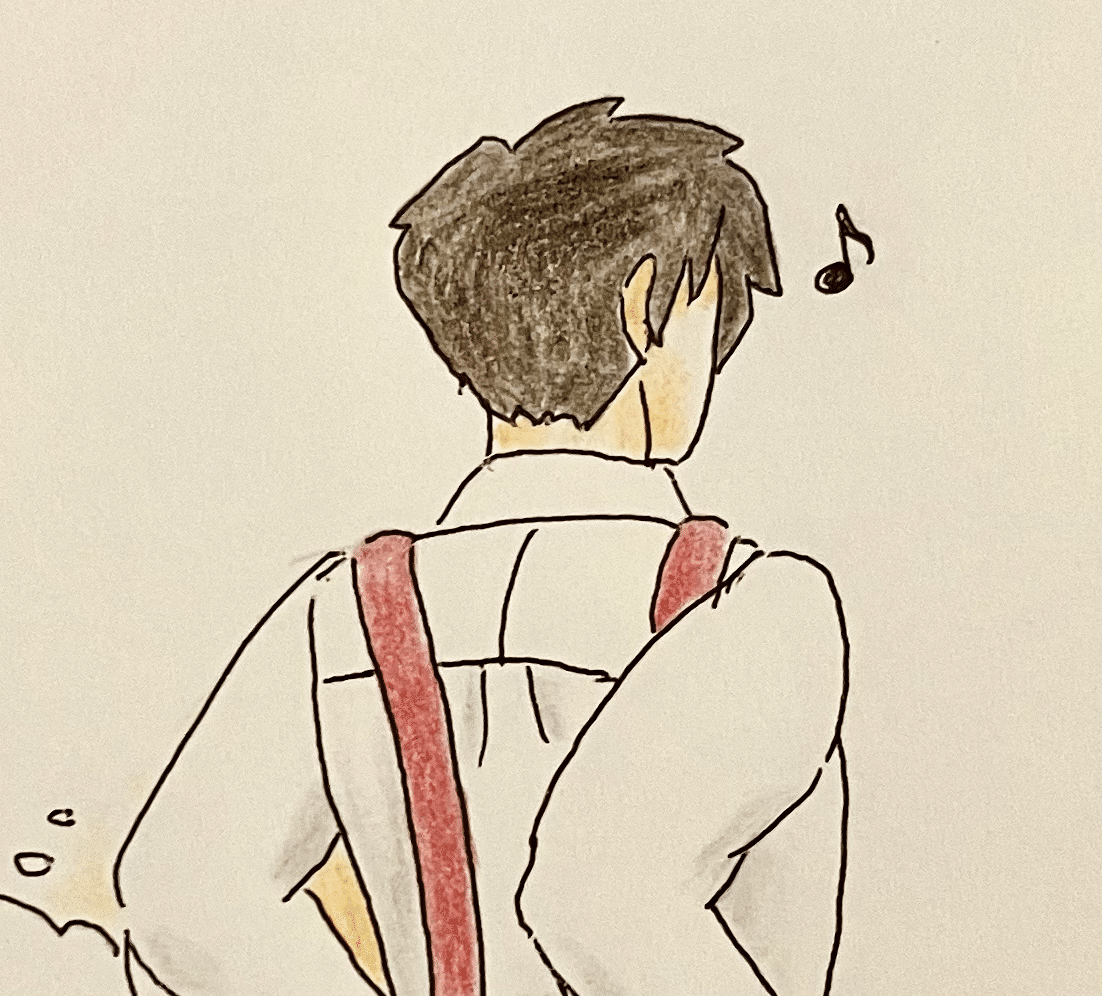 色鉛筆イラスト8、日曜日今宵は…｜らくぼろ