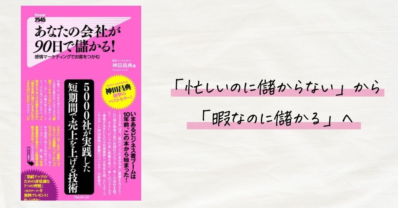 神田昌典『あなたの会社が90日で儲かる！』を読みました！【読書記録