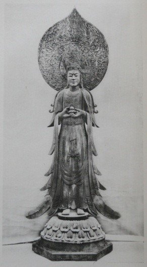 【真筆】掛け軸 法隆寺 救世観音 夢殿◆野村雪草 尺八立 共箱・タトウ箱付 真筆】掛け軸 法隆寺 救世観音 夢殿◇野村雪草 尺八立 共箱