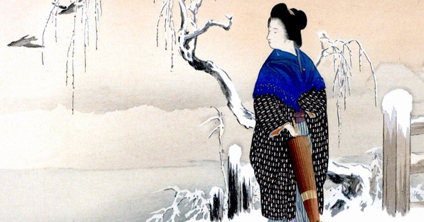 今日の一枚）水野年方-朝の雪｜artoday - chiaki 水野珠洗 「