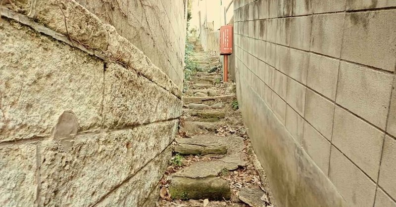 北品川６丁目・民家に挟まれた細い階段（東京都品川区）