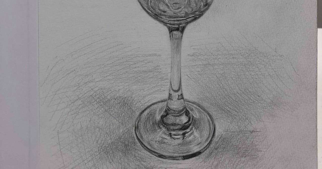 一本の線で3dは描けるか おじさんデッサン7回目 ワイングラス