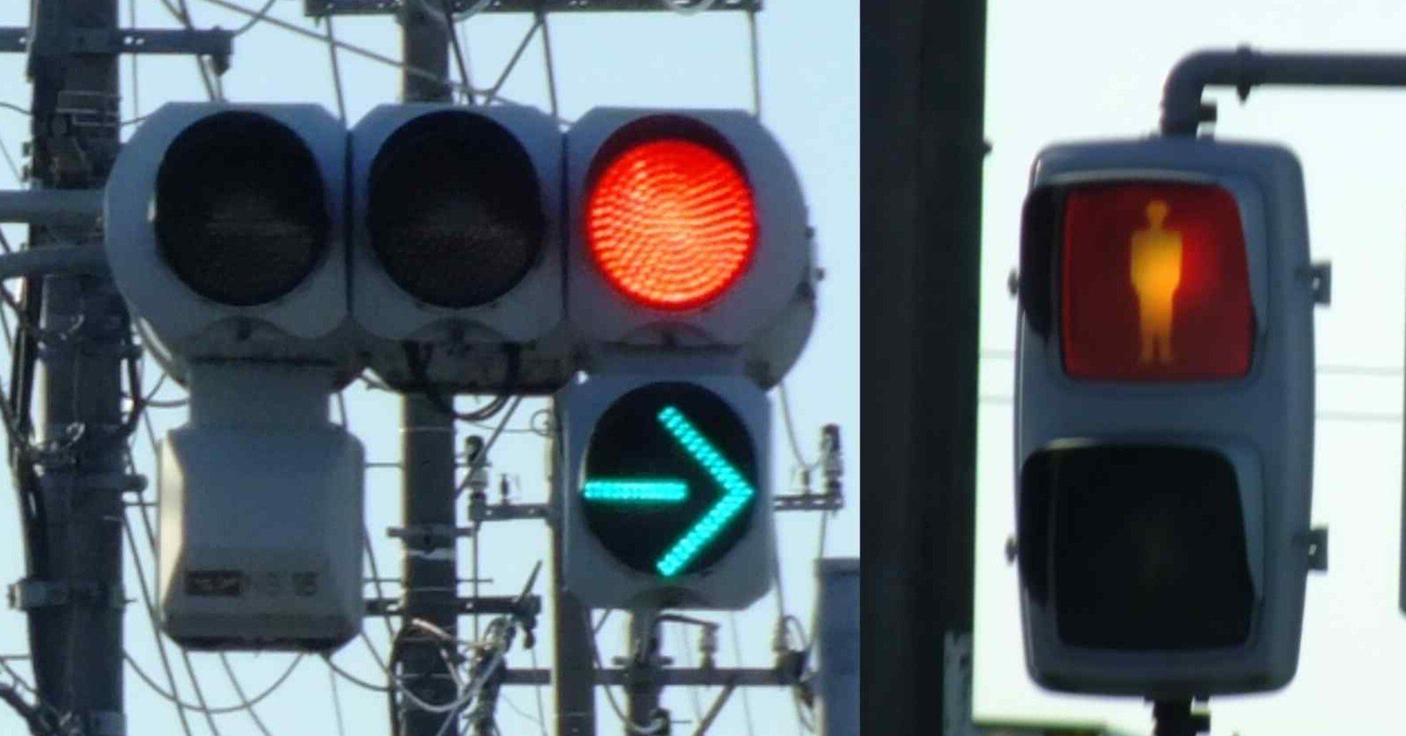 熊谷市佐谷田の日信厚型LEDと日信六角形スタンレー網目レンズ歩灯