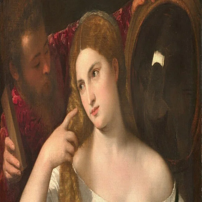 ティツィアーノ「鏡を見る女性」【ルーヴル美術館の名品150選】137