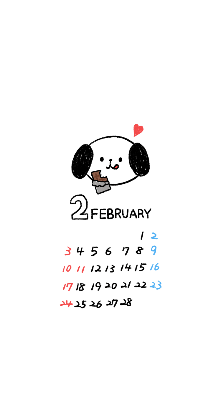 2月の待ち受けカレンダー Dhara Note