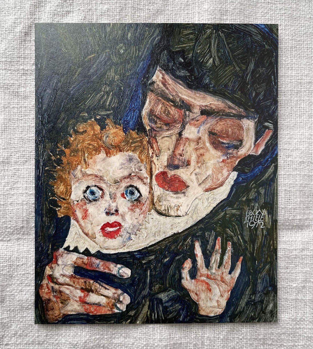 エゴン・シーレ、【腰に青い布をまとった黒髪の女】、希少な画集画 人としてはちょっと好きにはなれそうもないけれど。「エゴン