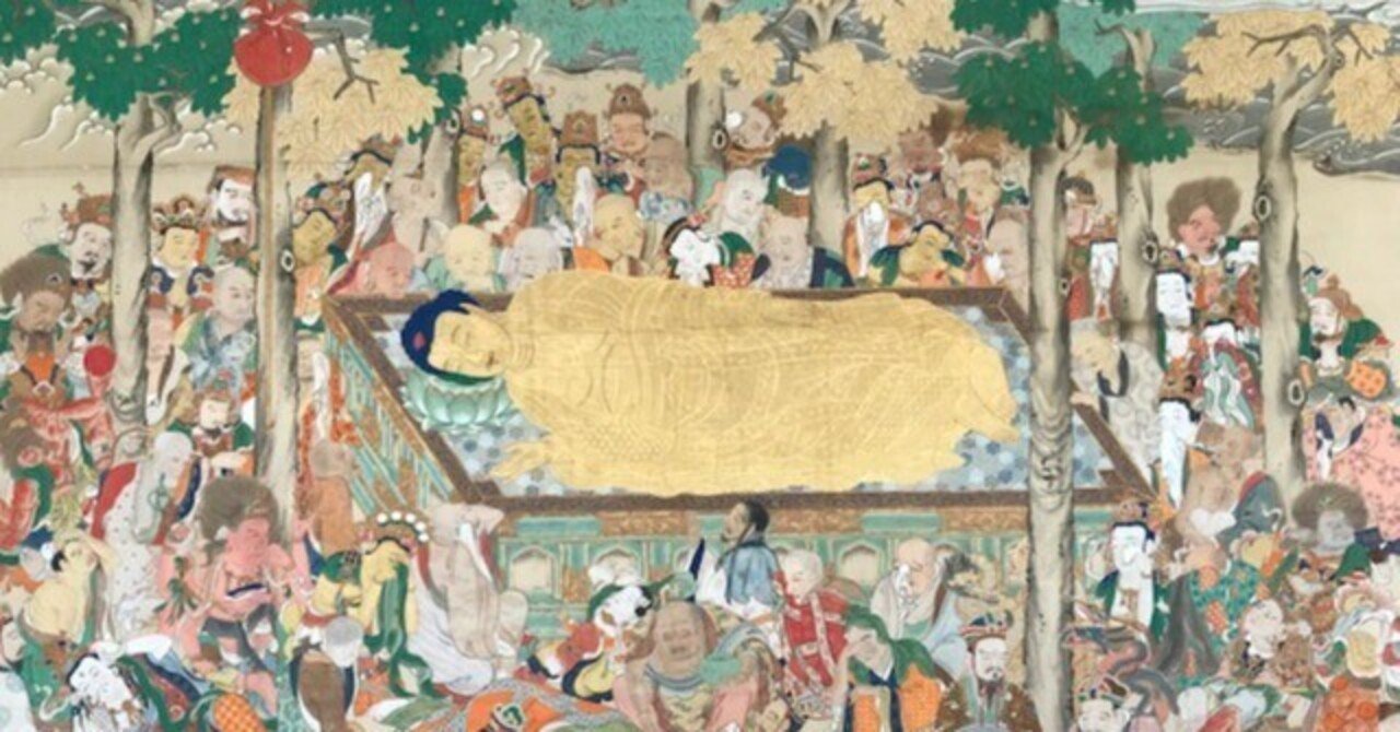 「釈迦涅槃図 日近山日遍花押」明和七年 木版刷り 1枚|仏教美術 仏像 和本 釈迦涅槃図 日近山日遍花押」明和七年 木版刷り 1枚|仏教美術