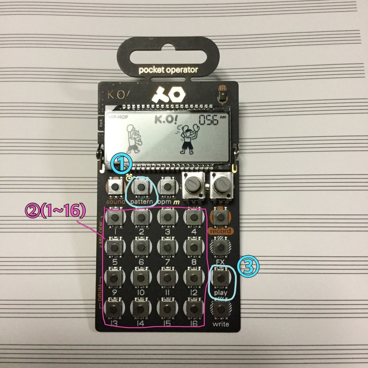 まずはパターンをリセットしてから(po-33 でビートメイク入門1-1