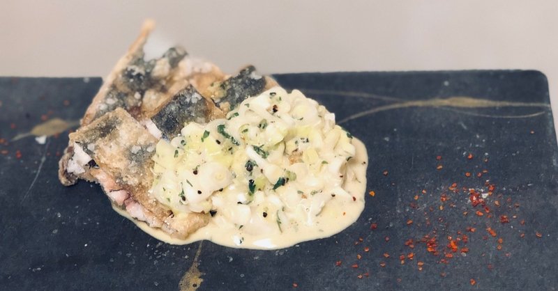 さっぱり美味しい 鯵フライとうるいを使ったタルタルソース ゆーたろー 和の料理人 Note