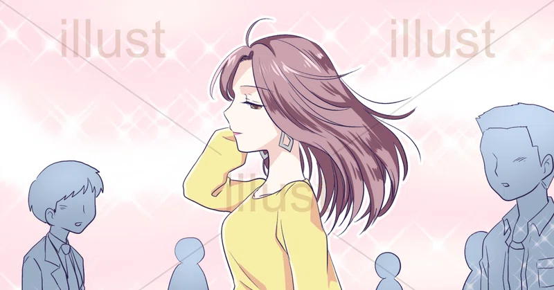 00039-華がある人の特徴・華やかな人は歩き方や周りに対する振る舞いを知っている姿勢が綺麗で周りの視線を集める女性のシーンのイラスト|イラストの嗜み
