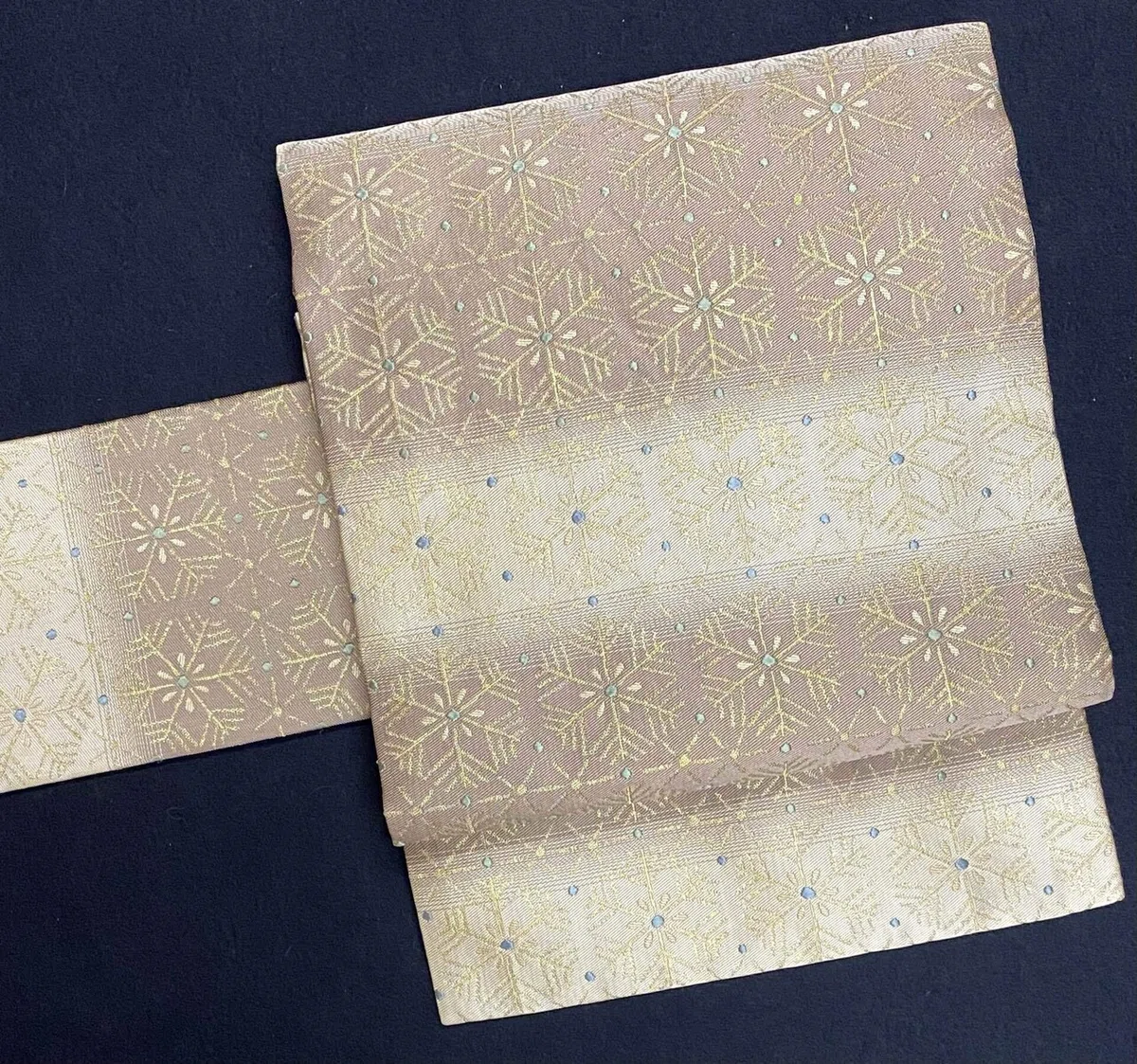 ◇雪の結晶の名古屋帯① 新品仕立済 西陣織 九寸名古屋帯