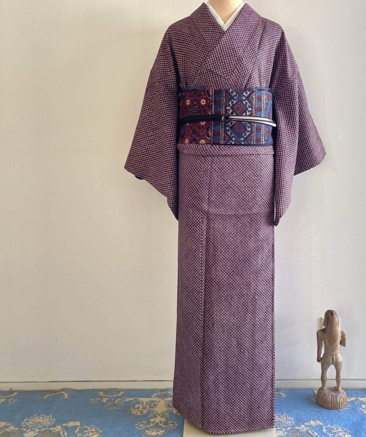 鹿子絞り紫根染め着物｜夢吉きもの