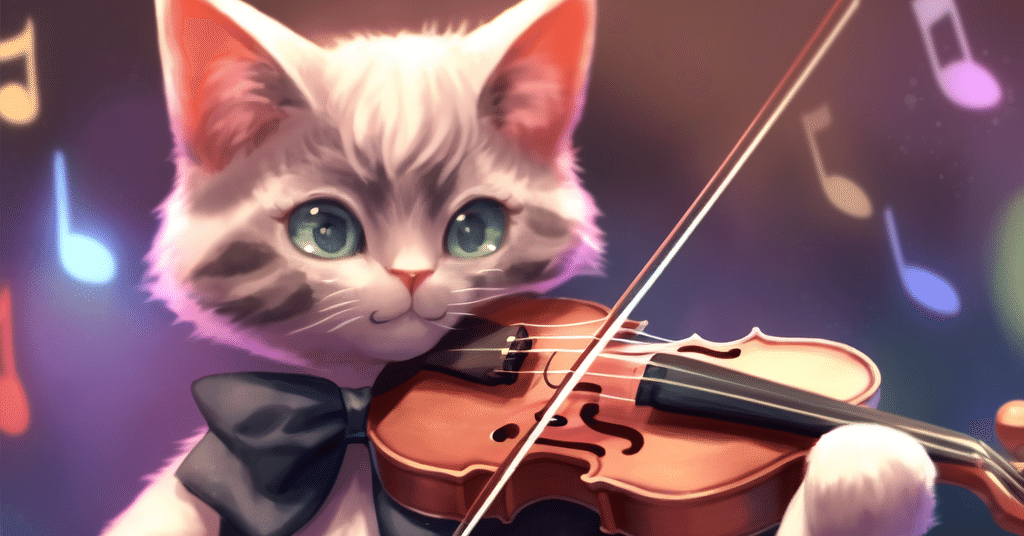 ヴィエナブロンズ コールドペイント 擬人化した猫の音楽隊 バイオリン Nijijourney：オーケストラと猫のバイオリン｜みれのスクラップ