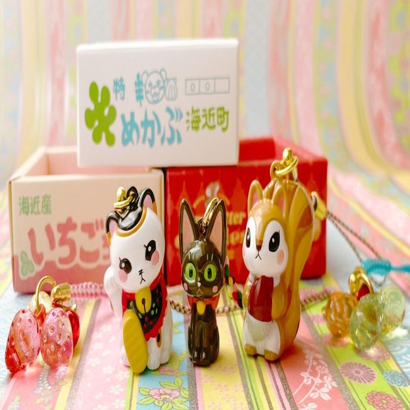 3月のライオン」リスポッケ先生&いちごちゃん根付鈴 原画と鈴の音色の