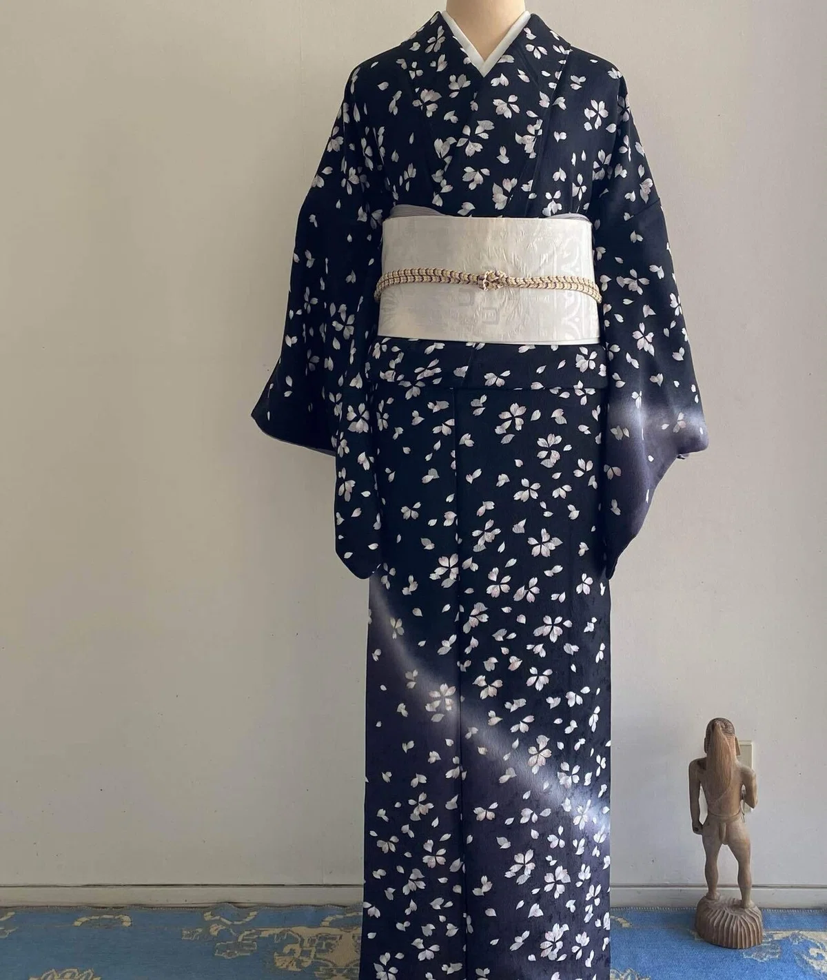 洒落袋帯 型染め 桜の花びら けだるい