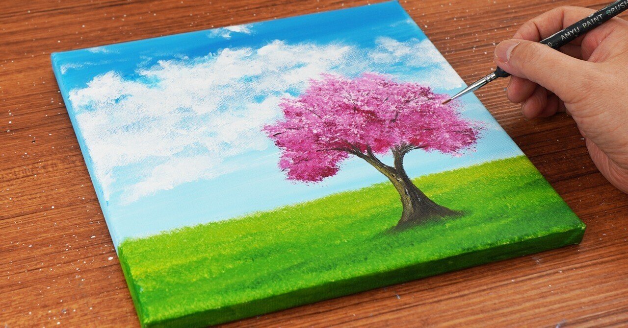 アクリル絵の具で「桜の木」を描いてみた｜junya_art